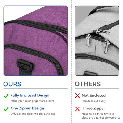 Bukere Carry on Garment Duffle Bag for Travel, Convertible Suit Bag with Backpack Shoulder Straps, Shoe Compartment, Waterproof 3 in 1 Weekender Suit Bag for Men Women - color: Backpack Purple