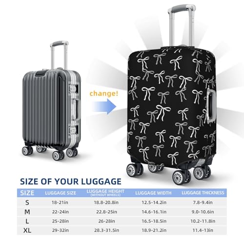 Travel Luggage Cover Black White Bows, High Elasticity Washable Travel Baggage Protector Case Fits 22-24 in - color: Black White Bows, size: 22-24 in