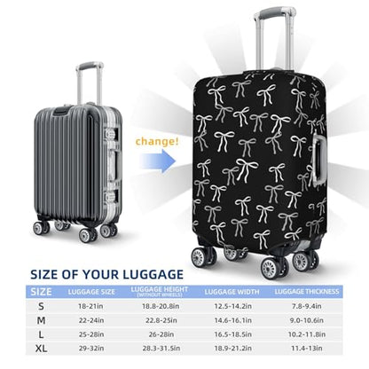 Travel Luggage Cover Black White Bows, High Elasticity Washable Travel Baggage Protector Case Fits 22-24 in - color: Black White Bows, size: 22-24 in