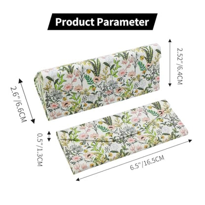 Foldable Glasses Case, Magnetic PU Leahter Sunglasses Case, Cute Hard Shell Folding Eyeglass Cases for Women Kids - color: White Flowering Shrubs