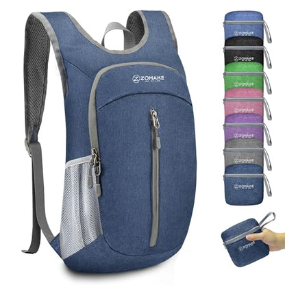 ZOMAKE 10L Ultra Lightweight Packable Backpack, Small Daypack Light Foldable Backpacks Water Resistant Day Bag for Hiking(Navy Blue) - color: Navy Blue A1, size: 10L