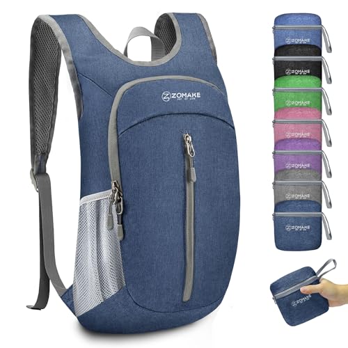 ZOMAKE 10L Ultra Lightweight Packable Backpack, Small Daypack Light Foldable Backpacks Water Resistant Day Bag for Hiking(Navy Blue) - color: Navy Blue A1, size: 10L