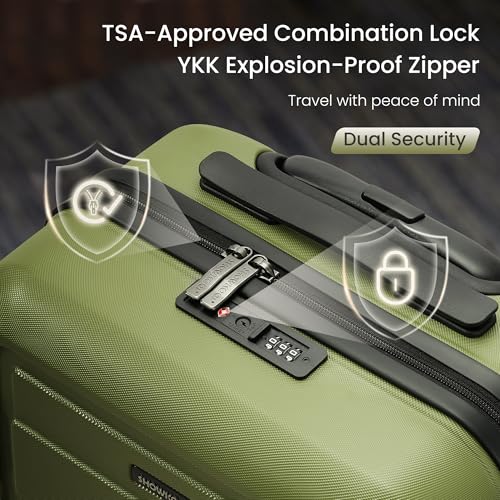 SHOWKOO G-Series Luggage set 3pcs, 100% PC Durable Hardshell Suitcase - color: Olive Green, size: 3-Piece Set (20/24/28in)