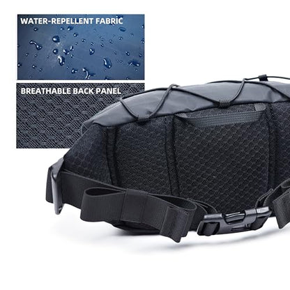 Travel Fanny Pack 3L, Crossbody Adjustable Strap, Padded Back, Water Repellent - color: Black Stealth