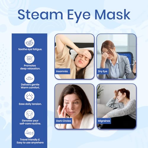 LANNA Heated Steam Eye Mask, Disposable 120 Minutes, Blue Unscented, 10 Pcs - color: Unscented Blue, size: 10 Eye Masks