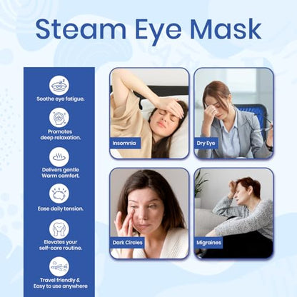 LANNA Heated Steam Eye Mask, Disposable 120 Minutes, Blue Unscented, 10 Pcs - color: Unscented Blue, size: 10 Eye Masks