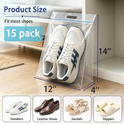 Waterproof Shoe Bags for Travel Packing Storage - size: 15-pack