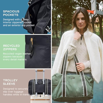 Foldable Duffle Bag for Travel | Lightweight, Water-Resistant, Multifunctional Carry On Bag | Sustainable and Durable Nylon - color: Derby Black