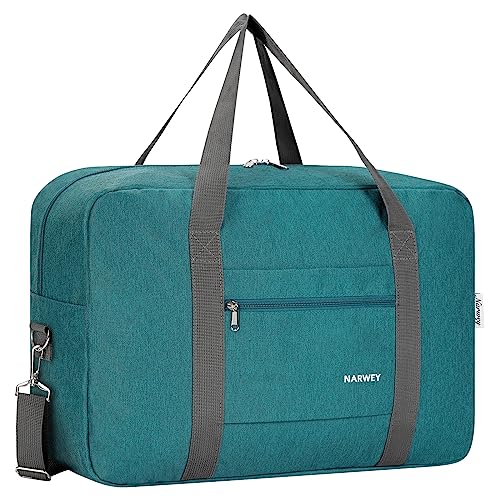 Narway Personal Item Travel Bag, Carry on Foldable Duffle Bag for Women Men - color: ZA-Thick Teal