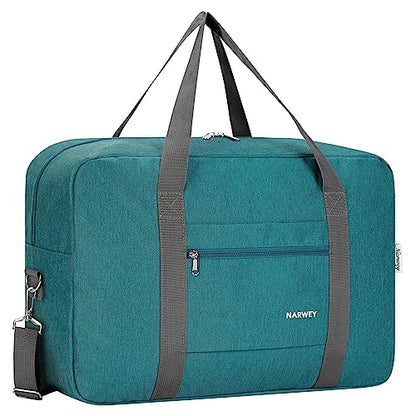 Narway Personal Item Travel Bag, Carry on Foldable Duffle Bag for Women Men - color: ZA-Thick Teal