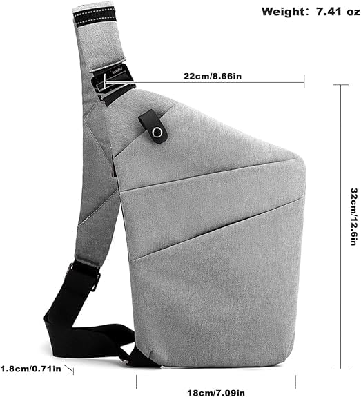 Anti Theft Travel Bag Sling Cross-body Bag Large Capacity - color: Grey, style: Left Shoulder