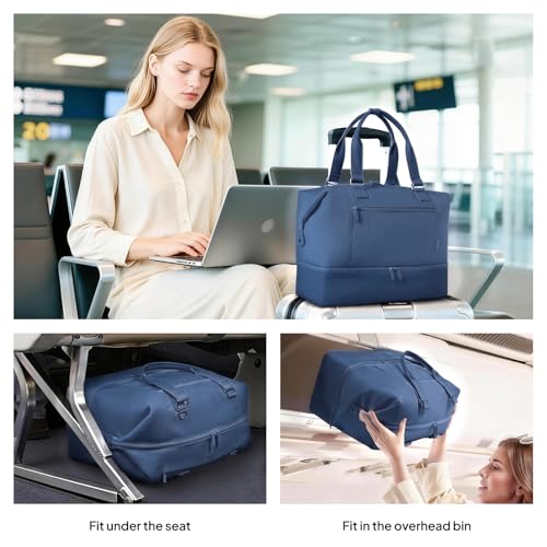 TOPEAST Travel Duffle Bag, Weekender Bags for Women with Shoe Compartment - color: Blue