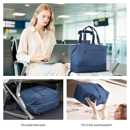 TOPEAST Travel Duffle Bag, Weekender Bags for Women with Shoe Compartment - color: Blue