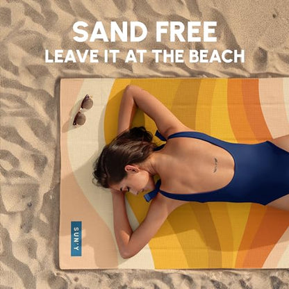 SUN'Y Waffle Microfiber Beach Towel, Sand Free, Quick Dry - Boho - color: Boho