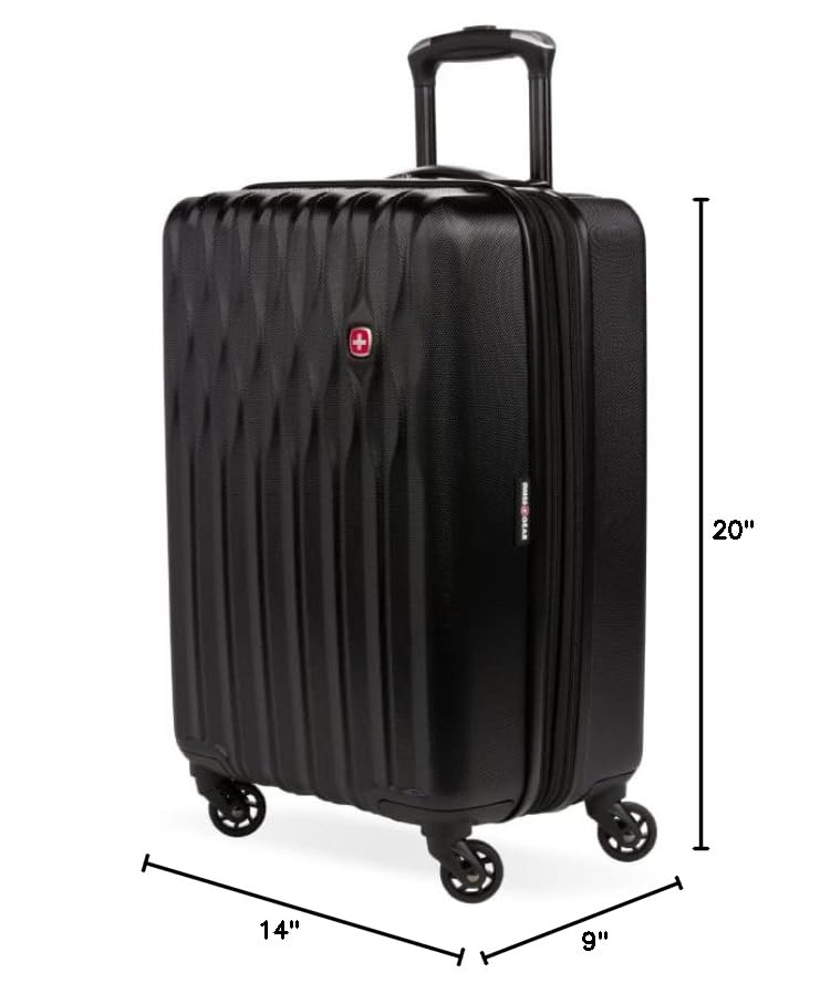 SwissGear 8018 Expandable Luggage, Hard Shell Carry-On Luggage with Spinner Wheels - color: Black, size: Carry-On 20-Inch