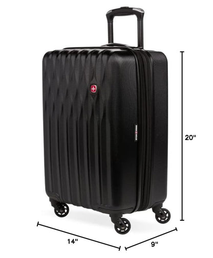 SwissGear 8018 Expandable Luggage, Hard Shell Carry-On Luggage with Spinner Wheels - color: Black, size: Carry-On 20-Inch
