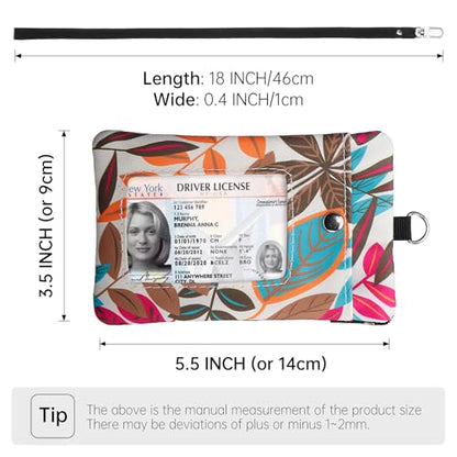 Small Lanyard Wallet with ID Window Minimalist Nylon Zipper Lanyard Pouch - color: Leaf