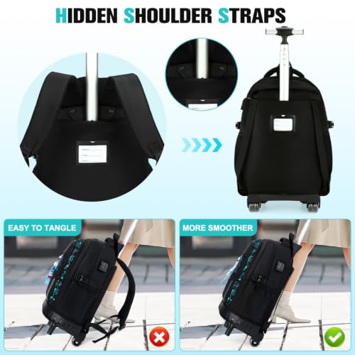 ACESAK 3PCS Rolling Backpack for Boys Children, Boys Backpack with Wheels - color: Black Game