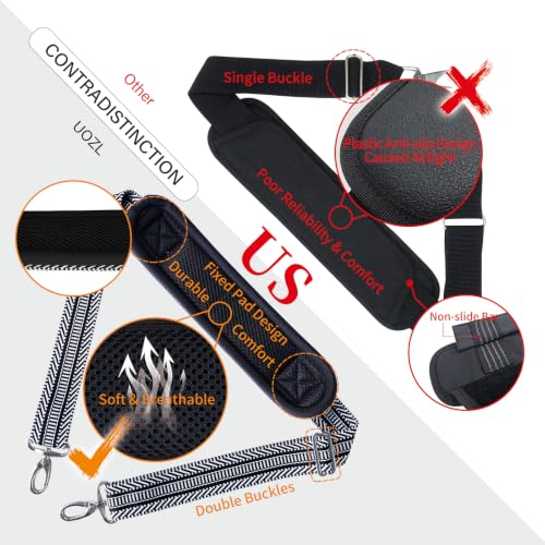 59 Inch Shoulder Strap for Bag with Thick Fixed Shoulder Pad,Stripe - color: Black White Stripes, size: 59 inch