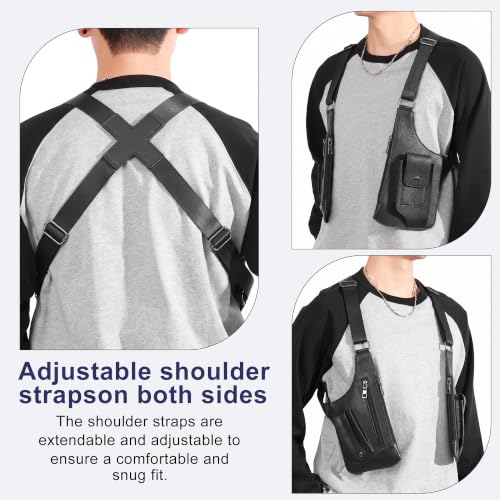 Double Shoulder Armpit Bag Leather Anti-Theft Underarm Holster Bag (Black) - color: Black1