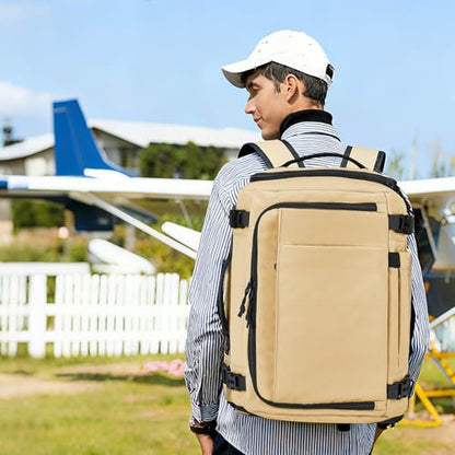 Carry On Travel Backpack Flight Approved Laptop Backpack for Women Men - color: Khaki, style: A