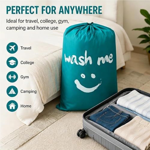 Travel Laundry Bag, Extra Large Dirty Clothes Organizer for Travel - color: Blue