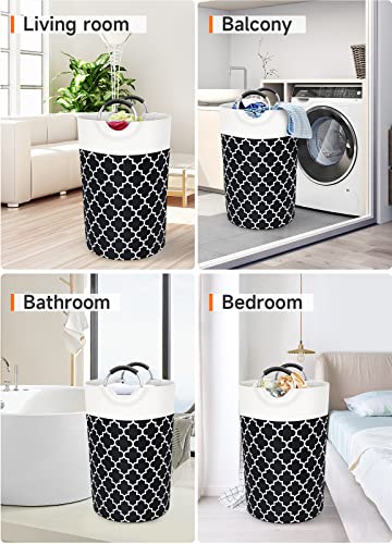 Large Laundry Basket, 115L Tall Collapsible Hamper with Handles, Black - color: Black, size: 115l