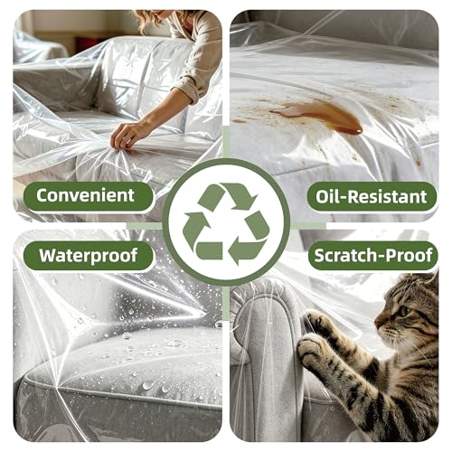 Plastic Clear Sofa Loveseat Furniture Covers for Moving Storage - size: for Loveseat