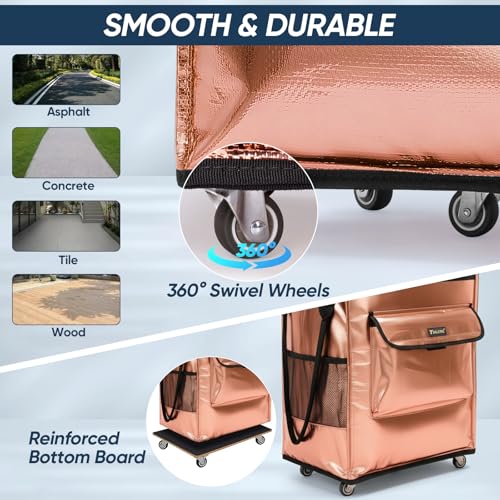 BALEINE Reusable Grocery Bag on Wheels, Foldable Rolling Tote Bag - color: Silver, size: Large