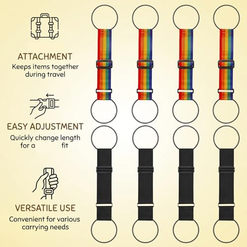 8 PCS Adjustable Luggage Connector Straps, Luggage Straps for Suitcases, Secure Stacking Multiple Bags, Hands-Free Travel Solution for Business and Vacation Trips, Compact Storage Design