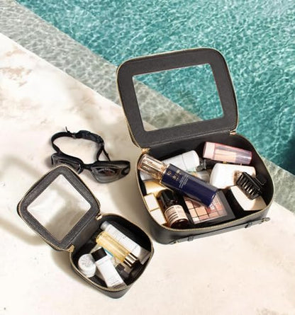 Small Clear Makeup Bag for Purse,Travel Cosmetic Case Mini(Mini Black) - color: Black, style: Mini
