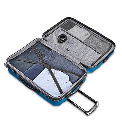 Samsonite Centric 2 Hardside Expandable Luggage with Spinner Wheels, Caribbean Blue, Checked-Medium 24-Inch - color: Caribbean Blue, size: Checked-Medium Spinner