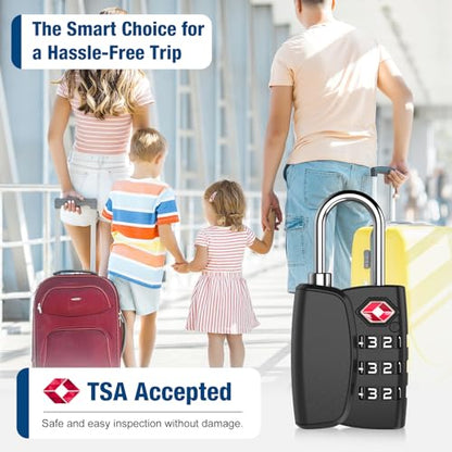 TSA Approved Cable Luggage Locks Metal 4PCS Black - size: Metal 4PCS