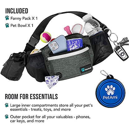 PetAmi Dog Fanny Pack, Treat Pouch for Dog Walking Training, Dark Gray - color: Charcoal
