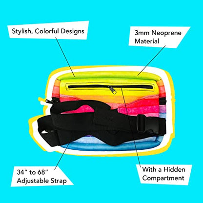Crossbody Neoprene Fanny Pack, Water-Resistant & Fashionable Running Fanny Packs with Compartment and Adjustable Strap, Gym, Hike & Travel Bag by Lit Handlers, Pink Ombre - color: PINK OMBRE