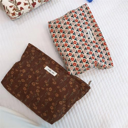 Wudygirl Makeup Bag for Women Travel Cosmetic Bag 10.5"x7.5" Boho Floral - color: Boho Floral