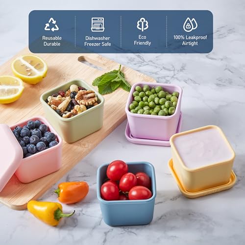 ISSEVE 6Pack 6oz Silicone Snack Containers for Kids with Lids, Reusable - size: 6oz-6pack