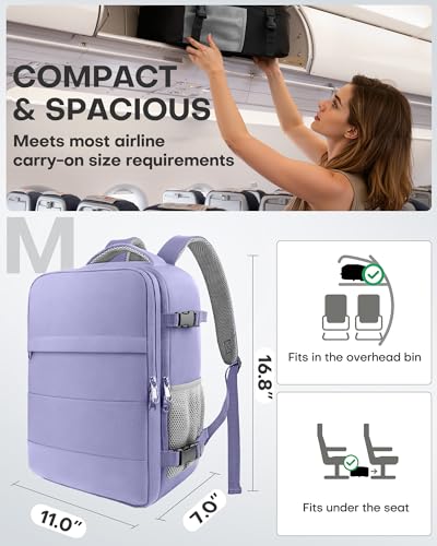 HOTOR Travel Backpack Flight Approved Bag Men Women, Medium Purple - color: Purple, size: Medium