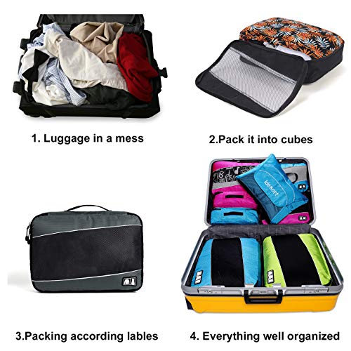 Packing Cubes large Luggage Organizers Bags For Travel Organizing Clothes - color: 8 set - Grey/Blue