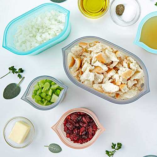 Zip Top Reusable Food Storage Bags | Large Dish [Peach] | Silicone Meal Prep Container | Microwave, Dishwasher and Freezer Safe | Made in the USA - color: Peach, size: Large Dish