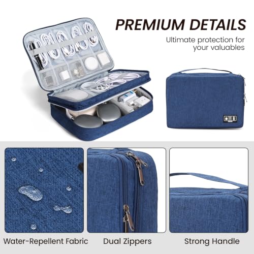 Electronic Organizer Travel Case, Double Layer Cable Organizer Bag - color: blue