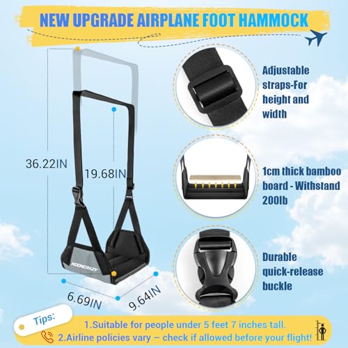 Airplane Foot Fammock, No Collapse Thickened Bamboo Plane Foot Rest Travel - color: 1 Pc Gray