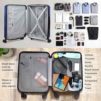Verdi Hardside Expandable Luggage Set, Carry-On/24-In Suitcase with Spinner Wheels - color: Navy, size: 2-Piece Set (20/24)