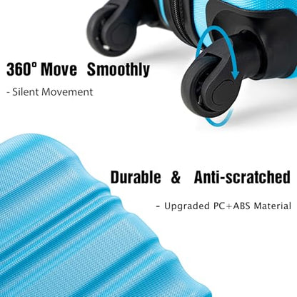 LONG VACATION Luggage Sets, 6 Piece, Hardshell Suitcase with Spinner Wheels - color: SKY BLUE, size: 6-Piece Set