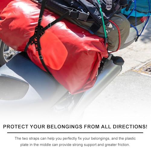 Elastic Bungee Strap, 4-Way Flat Bungee Cord with Hooks Adjustable Tie Down Bungee Cords Luggage Bungee Strap Bike Rack Bungee for Securing Luggage Items