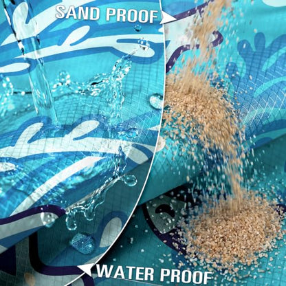 Beach Blanket Sandproof Waterproof Oversized 78"x81"/10'x9' Compact mat - color: Ocean Park, size: 78''×81''