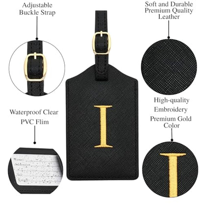Luggage Tag PU Leather for Suitcase Baggage Handbag Travel Bag Label Suitcase Tag Label Tag w. Name Card & Privacy Cover (I) - style: I