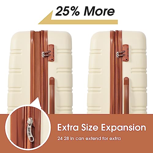 Merax Luggage Set 2 Piece 20 28 IN Hardside Suitcase with Bag,Brown+White - color: Brown+White(20+28+bag)