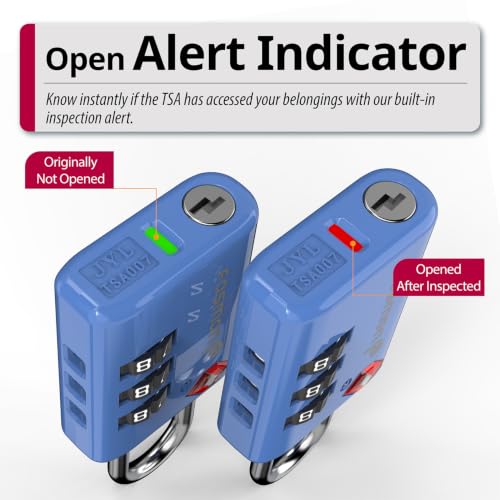 Fosmon TSA Approved Locks for Luggage. Suitcase Locks with Open Alert Indicator, 3 Digit Combination Padlock with Alloy Body for Travel, Backpack Zipper Anti Theft, Locker, Gym, Gun Case- Blue 2 Pack - color: 3 Digit Blue 2 Pack