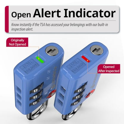 Fosmon TSA Approved Locks for Luggage. Suitcase Locks with Open Alert Indicator, 3 Digit Combination Padlock with Alloy Body for Travel, Backpack Zipper Anti Theft, Locker, Gym, Gun Case- Blue 2 Pack - color: 3 Digit Blue 2 Pack